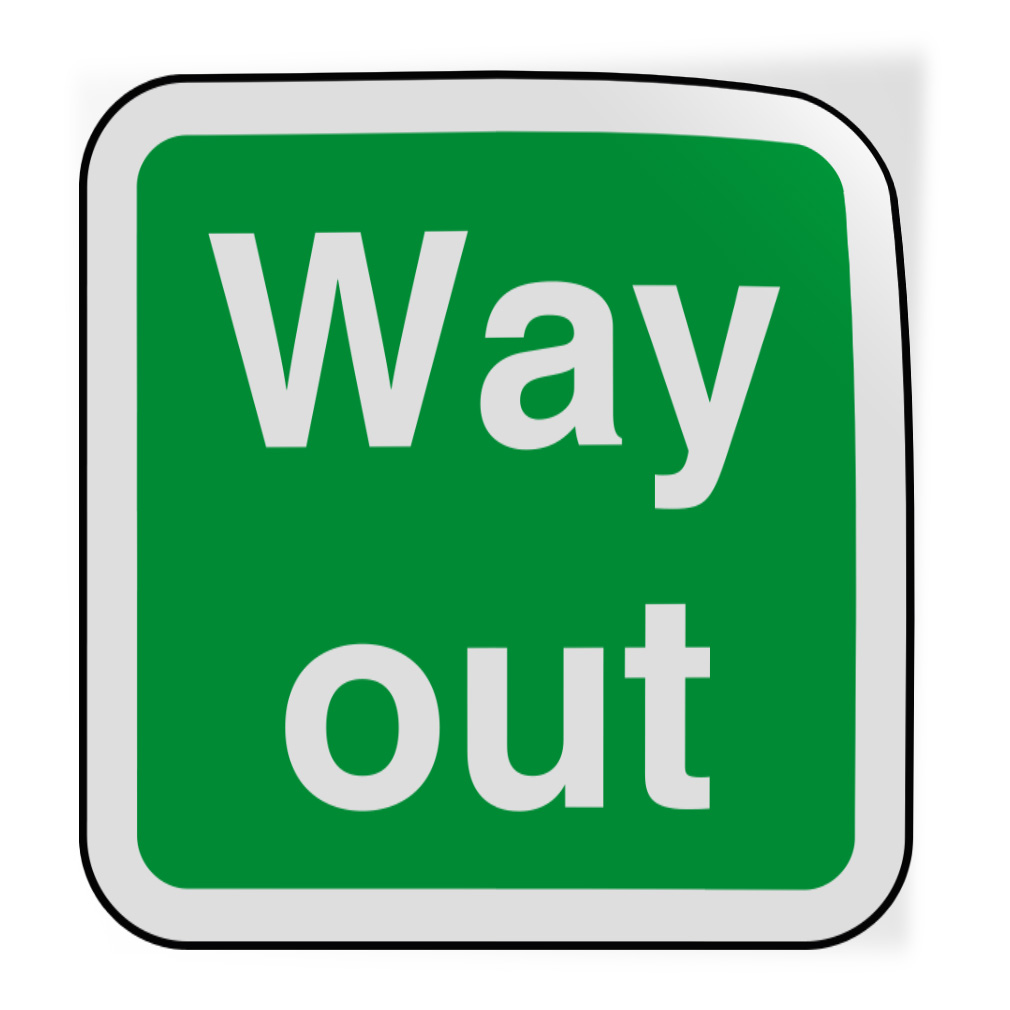 Square Vinyl Stickers Way out Emergency Exit Industrial Safety Sign ...