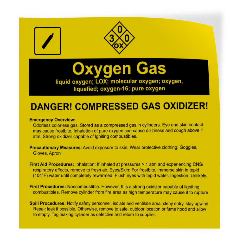Quadratische Vinyl-Aufkleber Sauerstoff Gas flüssiger Sauerstoff; Lox; molekulare Sauerstoffgefahr - Bild 1 von 7