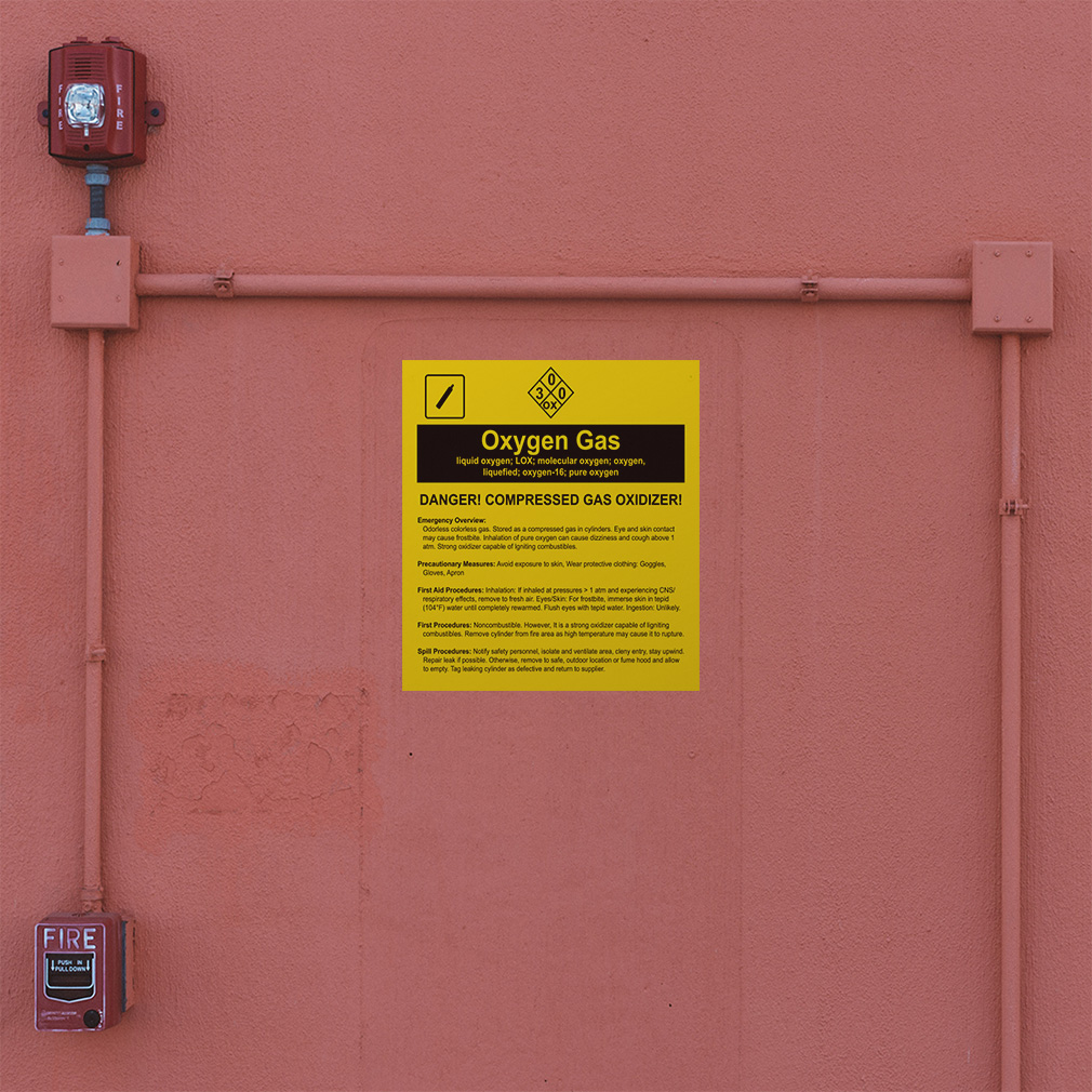 Quadratische Vinyl-Aufkleber Sauerstoff Gas flüssiger Sauerstoff; Lox; molekulare Sauerstoffgefahr - Bild 3 von 7