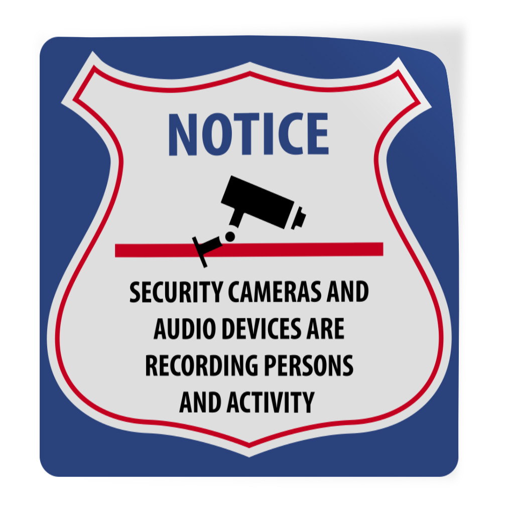Square Vinyl Stickers Security Cameras and Audio Devices Are Recording Persons