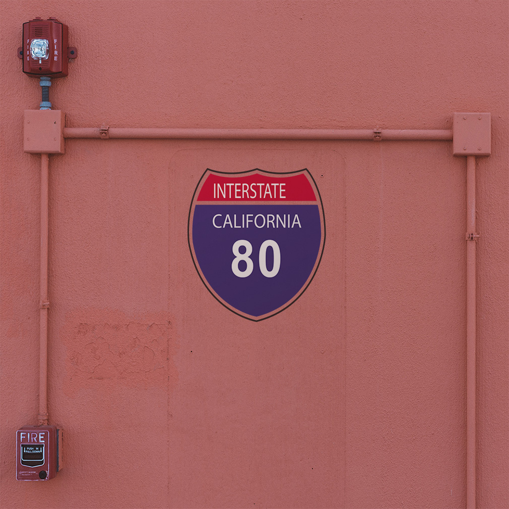 Square Vinyl Stickers Interstate California 80 Traffic Traffic Safety ...